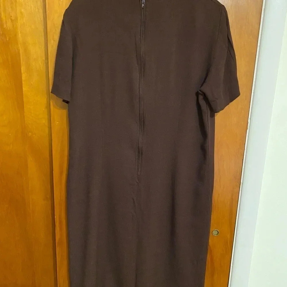 Leslie Fay Vintage Rich Brown Faux Button Front Women’s Dress Size 14 - Picture 3 of 7
